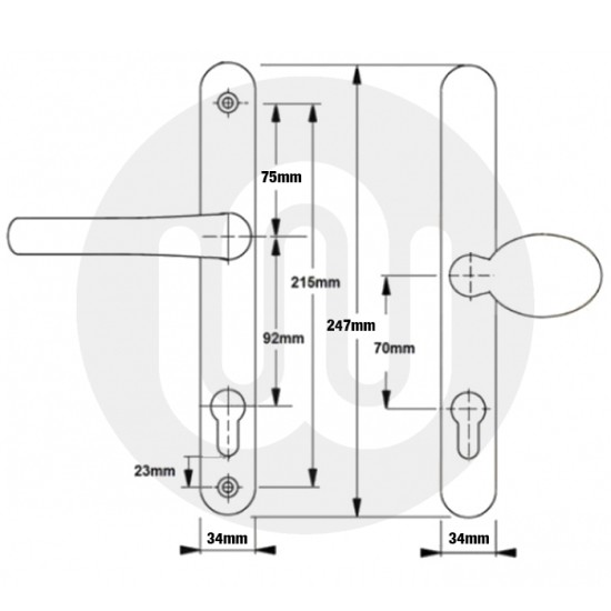 Fix Asguard 70/92 Lever/Pad Sprung Door Handle