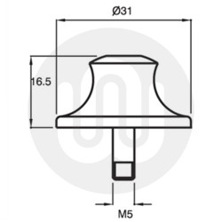 Short Tilt Latch Knob (Bottom Sash)