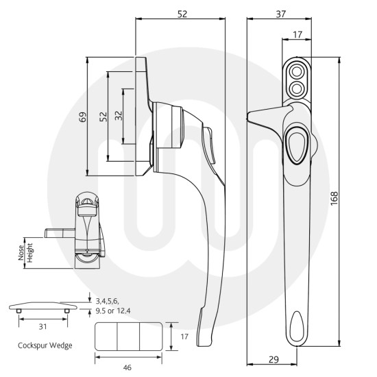 ERA Cockspur Window Handle - Locking 
