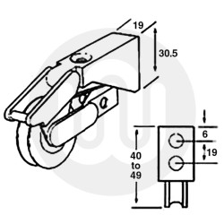 Single Wheel Patio Rollers 38mm - Sold and Priced in Pairs