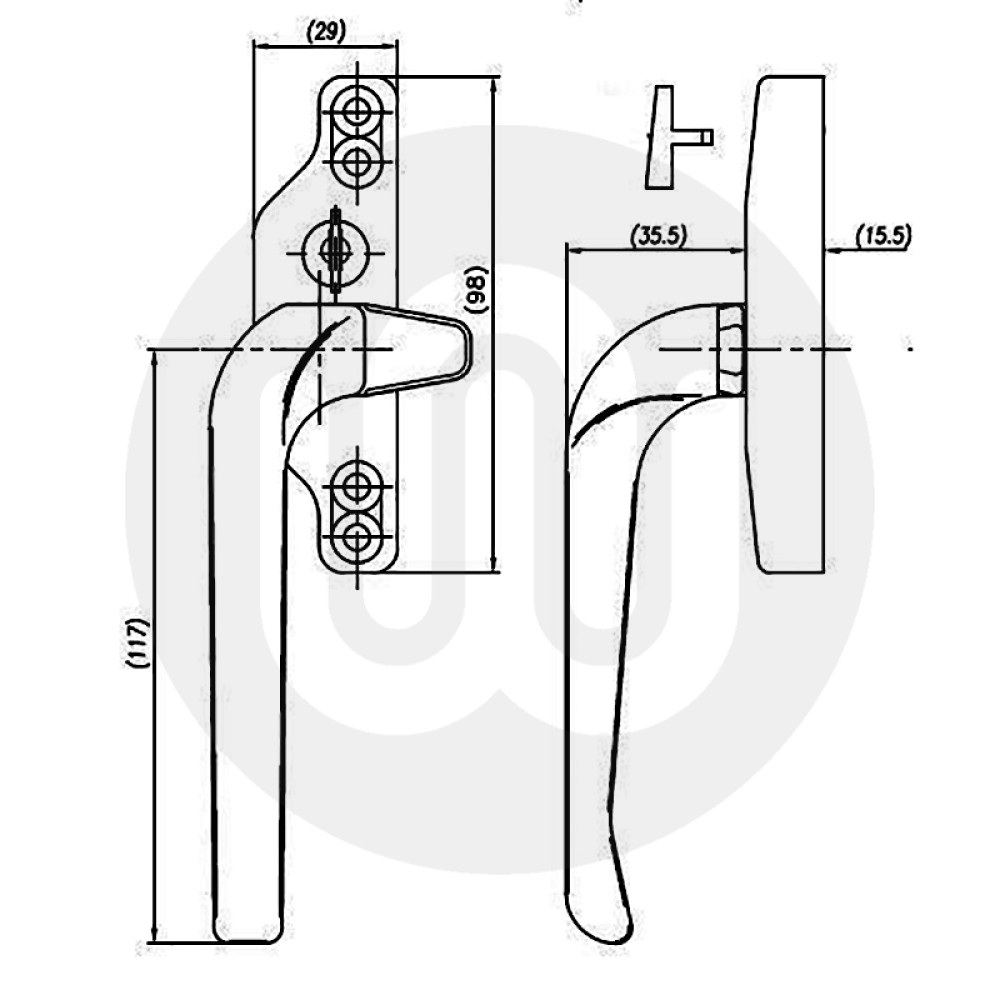 Locking Kawneer Cockspur Handle