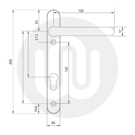 Simplefit by Fab & Fix Windsor Sprung Inline Lever/Lever 92PZ/92PZ Door Handle - Standard Cover (206BP/122CRS)