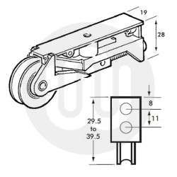 Single Wheel Patio Rollers 32mm - Sold and Priced in Pairs