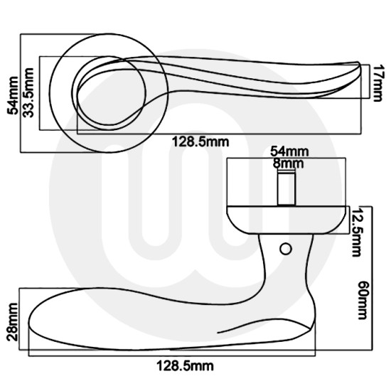 Achilles Lever Handle on Rose