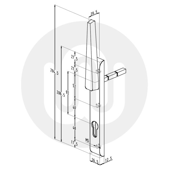 Sobinco Pentalock Patio Door Handle - External 834L VI