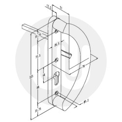 Sobinco 74000L Pentalock Internal Patio Door Handle