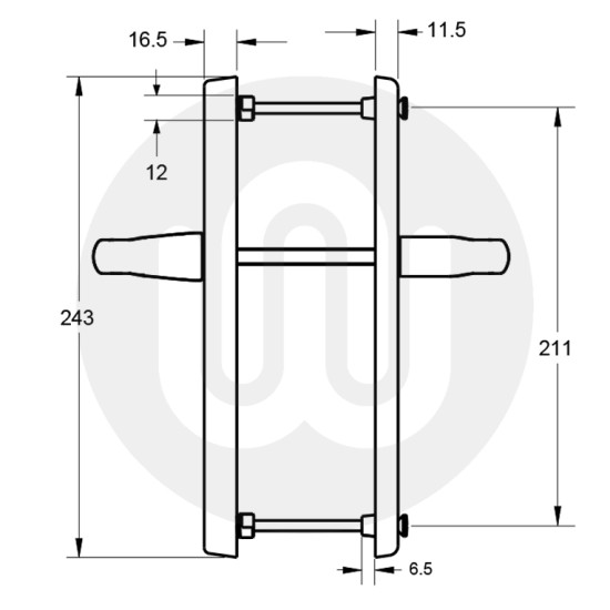 Simplefit by Fab & Fix Berwick High Security Inline Lever/Lever 92PZ/92PZ Door Handle - Medium Cover (243BP/211CRS)