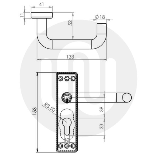 19mm Round Bar Euro Lockset Handle