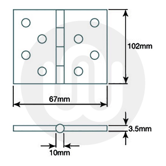 Double Phosphor Bronze Washered Hinges 67mm