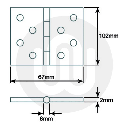 Double Steel Washered Hinge 67mm