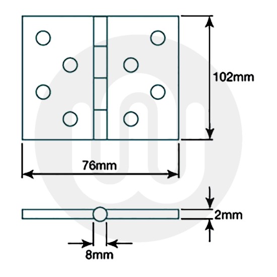 Double Steel Washered Hinge 76mm