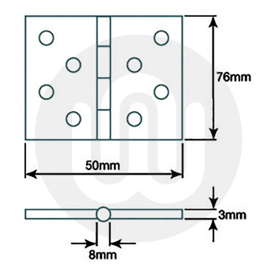 Double Stainless Steel Washered Hinge 50mm