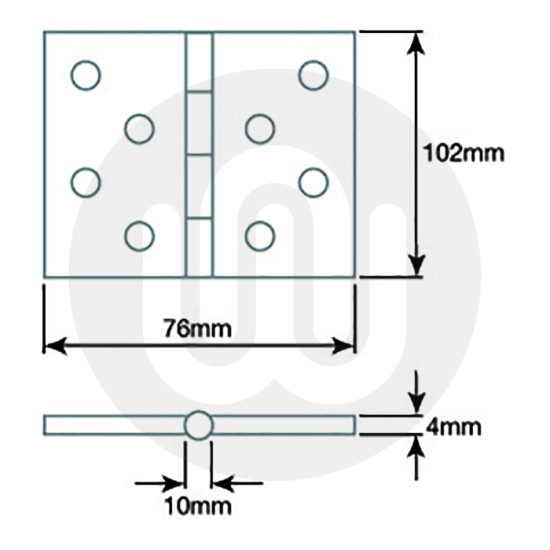 Double Stainless Steel Washered Hinge 76mm