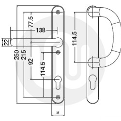 Fab & Fix Lever/Fixed Pad Door Handle - Large Cover (250BP/215CRS)