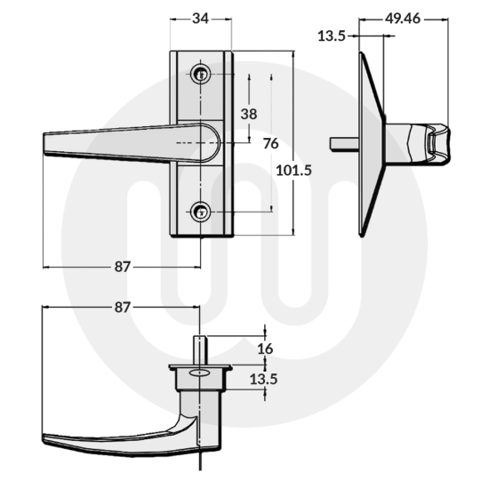 Alpro Style/Adams Rite Replacement Eurostyle Handle Alpro Style/Adams Rite Replacement Eurostyle Handle