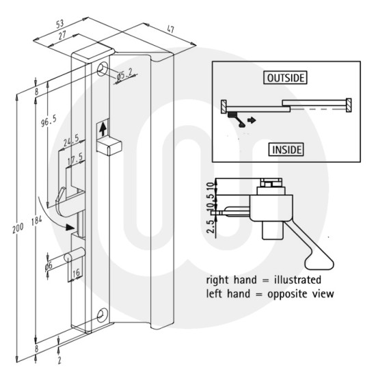 Sobinco 6712 Locking Patio Door Handle