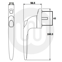 Inline Espag Handle with 50mm Spindle - Locking