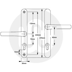 Cego Sprung Offset Lever/Lever 70PZ/92PZ Door Handle (270BP/240CRS)