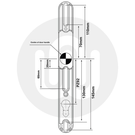 Yale Adjustable Inline Lever/Lever 92PZ/92PZ Door Handle - Standard Cover (270BP/Varied CRS)
