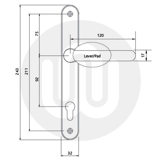 Simplefit by Fab & Fix Balmoral Sprung Inline Lever/Pad 92PZ/92PZ Door Handle - Medium Backplate (243BP/211CRS)