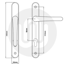 Vita DH312 Sprung Inline Lever/Lever 92PZ/92PZ Door Handle - Medium Cover (242BP/212CRS)