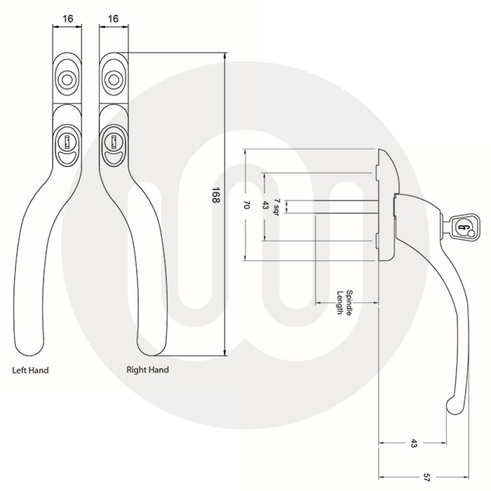 Simplefit By Fab Fix Slim Locking Cranked Espag Window Handle Mm Spindle