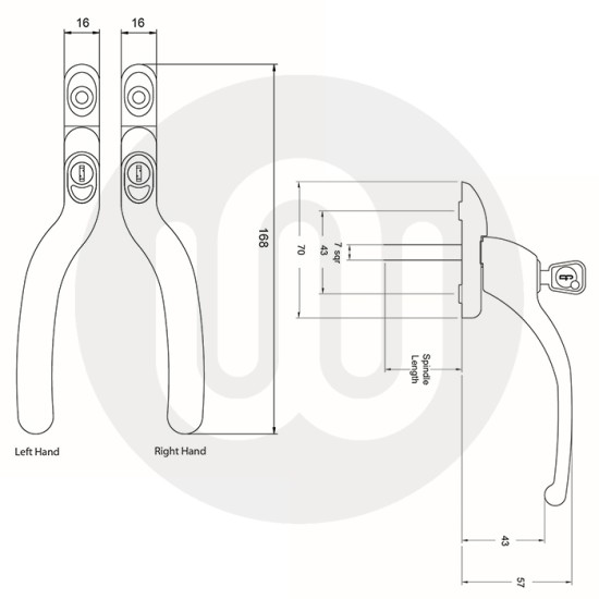 Simplefit By Fab & Fix SLIM Locking Cranked Espag Window Handle - 40mm Spindle