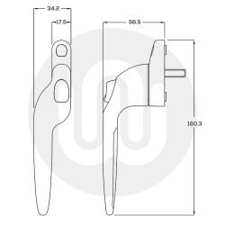 Trojan Cranked Espag Window Handle - Non-Locking