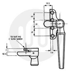 1 Point Cockspur Window Handle - Non-Locking