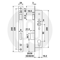 KFV Style Euro Mortice Lock 