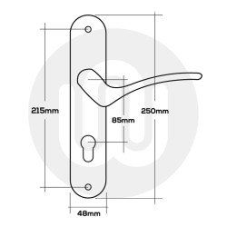 Swept Lever Door Handle 85mm (Pol. Chrome)