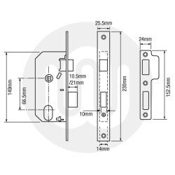 Union L2278 Oval Double Throw Mortice Sashlock