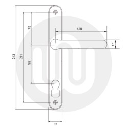 Simplefit by Fab & Fix Balmoral Invincible Inline Lever/Lever 92PZ/92PZ Door Handle - Medium Cover (243BP/211CRS)