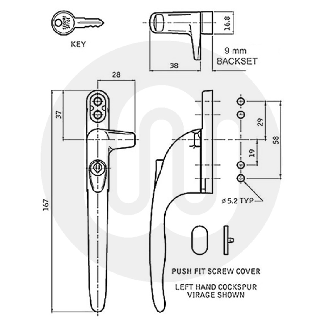 Securistyle Virage Cockspur Window Handle