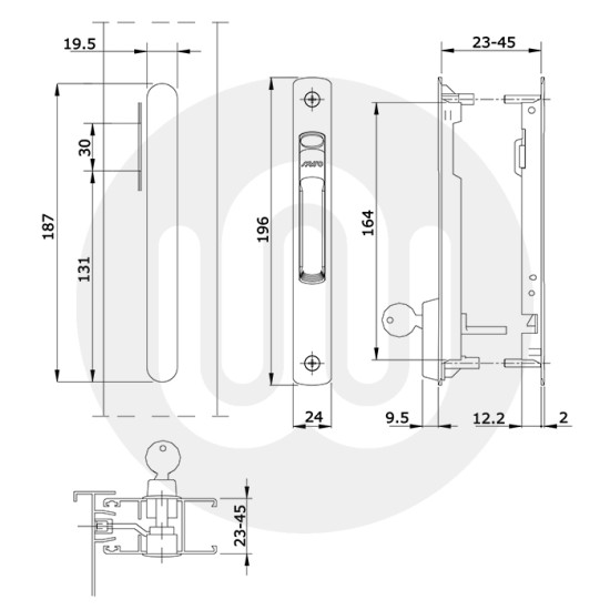 Savio Patio Door Handle Set - Locking