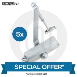 SPECIAL OFFER! x5 Simplefit Door Closers - Size 3, in Silver