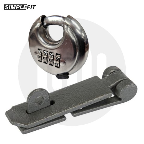 Simplefit Hasp & Staple Heavy Duty with Weather Resistant Padlock Kit