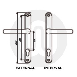 SPECIAL OFFER! 5x Trade Sprung Inline Lever/Lever 92PZ/92PZ Door Handles - Medium Cover (240BP/211CRS) Anthracite Grey