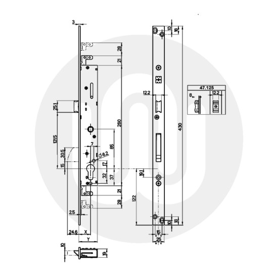 Mottura 47.115 Bi-Fold Lock