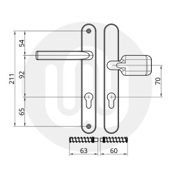 Simplefit Sprung Offset Lever/Pad 92PZ/70PZ Door Handle - Medium Cover (242BP/211CRS)