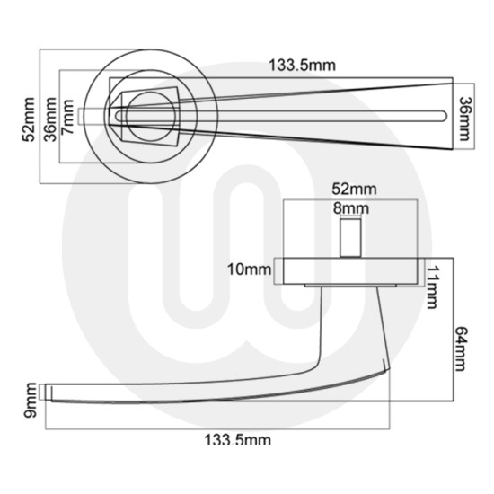 Monaco Lever Handle on Rose