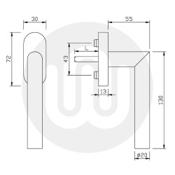 Simplefit FG61L.ER Stainless Steel Tilt & Turn Handle - Non-Locking