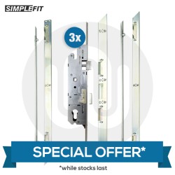 VAN STOCK: 3x Simplefit 4 Roller Door Locks with Non-Handed One Piece Keep 28mm, 35mm & 45mm Backset