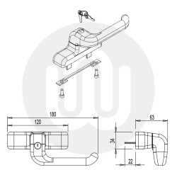 Giesse Twin Peg Offset Window Handle - Locking