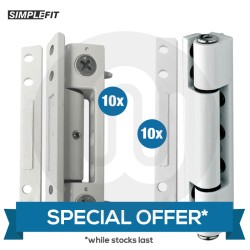 SPECIAL OFFER! 10x Simplefit Flat or Angled All-In-One Standard Butt Hinges 100mm & 10x Simplefit Flat or Angled All-In-One Standard Butt Hinges 115mm
