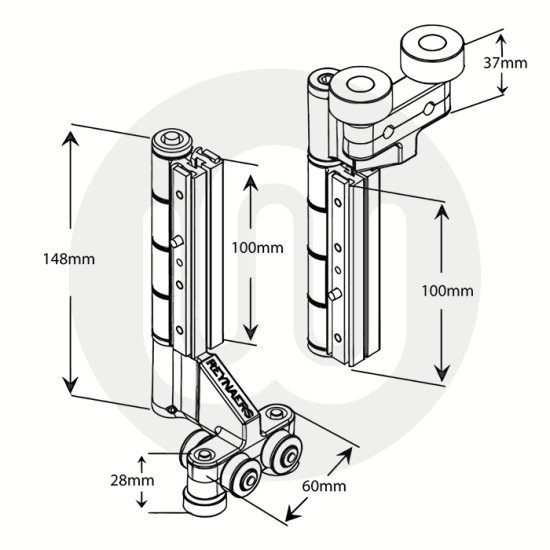 Reynaers CF68 Bi-Fold Door Roller Hinge Assemblies