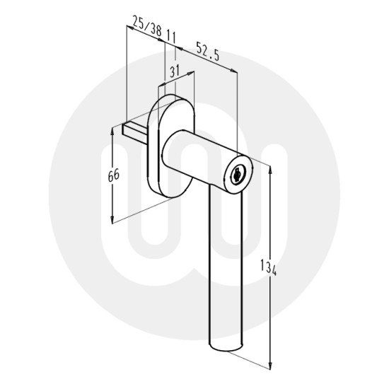 Sobinco 1852 CYL-38 Handle with Cylinder for Chrono Tilt Before Turn Windows