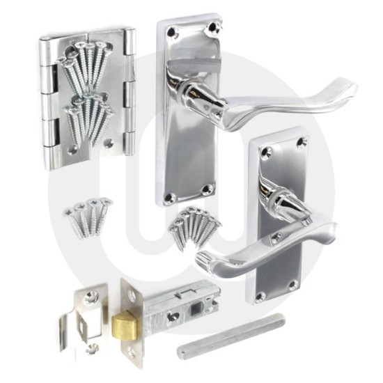 Securit DP2701 Chrome Scroll Internal Door Pack inc. Mortice Latch & Butt Hinges