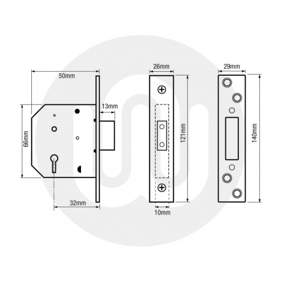 Willenhall M8 2” 5 Lever Mortice Deadlock