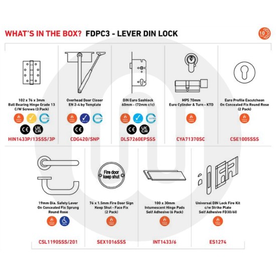 Commercial Fire Door Pack - Lever Din Lock